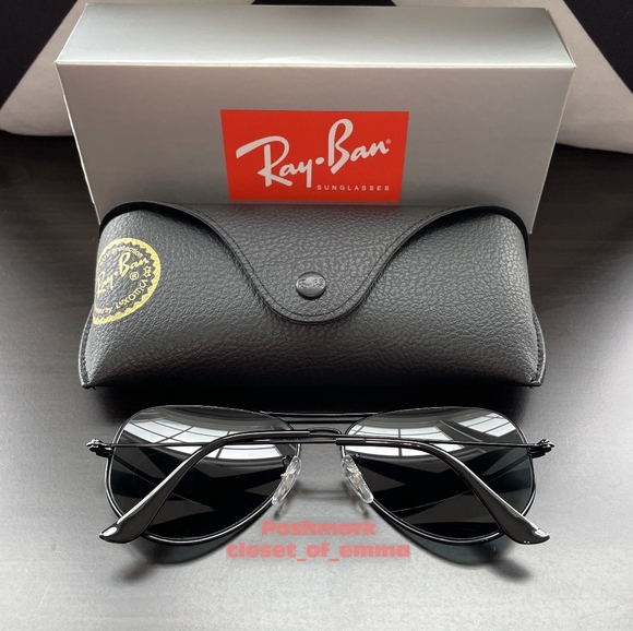 Ray-Ban Aviator Black Lenses RB3025 Black Frame 58 - 62 NEW Unisex main image 4
